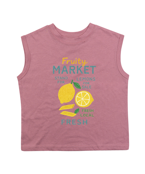 BEACHESAND CREAM KIDS(ビーチスアンドクリームキッズ)の「レモン 袖なしTシャツ - グレーシーピンク(Tシャツ/カットソー・レディース・ピンク・SMALL/MEDIUM/LARGE)」の1枚目の写真