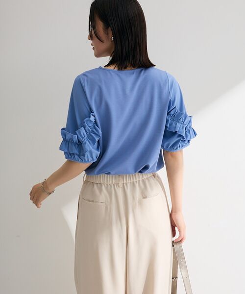 Green Parks(グリーンパークス)の「袖フリルプルオーバー(Tシャツ/カットソー・レディース・オフホワイト/ブルー/ブラック・FREE)」の10枚目の写真