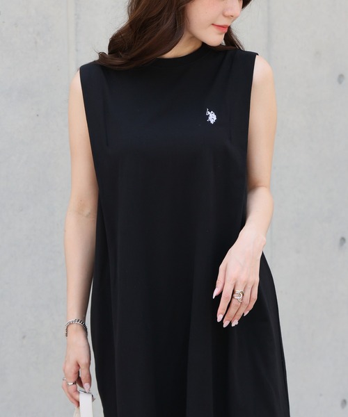U.S. POLO ASSN.(ユーエスポロアッスン)の「【U.S. POLO ASSN./ユーエスポロアッスン】接触冷感&UVカット機能付 低身長/高身長サイズ有 ダブルホースマン刺繍 ノースリーブタックワンピース(ワンピース・レディース・スミクロ/ベージュ/ブラウン・L/LL/M)」の20枚目の写真