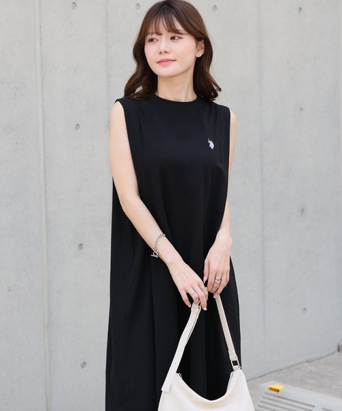 U.S. POLO ASSN.(ユーエスポロアッスン)の「【U.S. POLO ASSN./ユーエスポロアッスン】接触冷感&UVカット機能付 低身長/高身長サイズ有 ダブルホースマン刺繍 ノースリーブタックワンピース(ワンピース・レディース・スミクロ/ベージュ/ブラウン・L/LL/M)」の21枚目の写真
