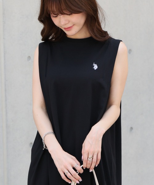 U.S. POLO ASSN.(ユーエスポロアッスン)の「【U.S. POLO ASSN./ユーエスポロアッスン】接触冷感&UVカット機能付 低身長/高身長サイズ有 ダブルホースマン刺繍 ノースリーブタックワンピース(ワンピース・レディース・スミクロ/ベージュ/ブラウン・L/LL/M)」の19枚目の写真