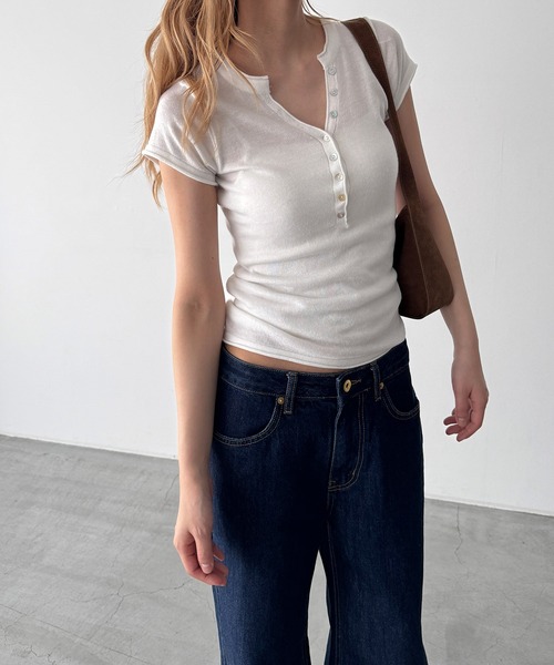 CANAL JEAN（キャナルジーン）の「El mar　レーヨン混スキッパーニット（ニット/セーター・レディース・アイボリー/グレー/ブラック・ONE SIZE）」の9枚目の写真