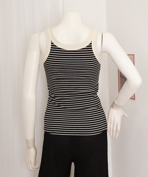 Miniministore(ミニミニストア)の「タンクトップ ボーダー レディース 夏(タンクトップ・レディース・アイボリー/ブラック・M/L)」の22枚目の写真