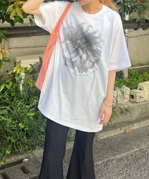 Flower monotone print big T-shirt