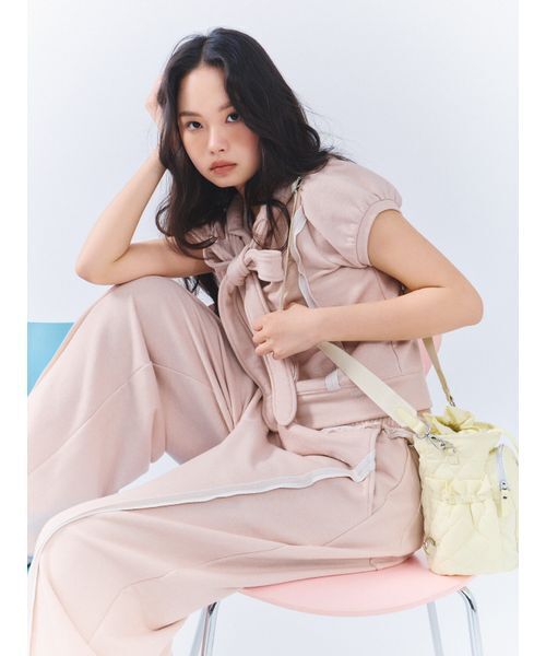 FURFUR(ファーファー)の「【WEB・一部店舗限定カラー】ハーフスリーブボウタイフーディ(パーカー・レディース・ネイビー/クリーム/ピンク/グレー・F)」の6枚目の写真