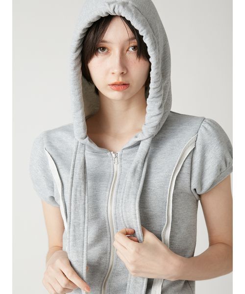 FURFUR(ファーファー)の「【WEB・一部店舗限定カラー】ハーフスリーブボウタイフーディ(パーカー・レディース・ネイビー/クリーム/ピンク/グレー・F)」の13枚目の写真