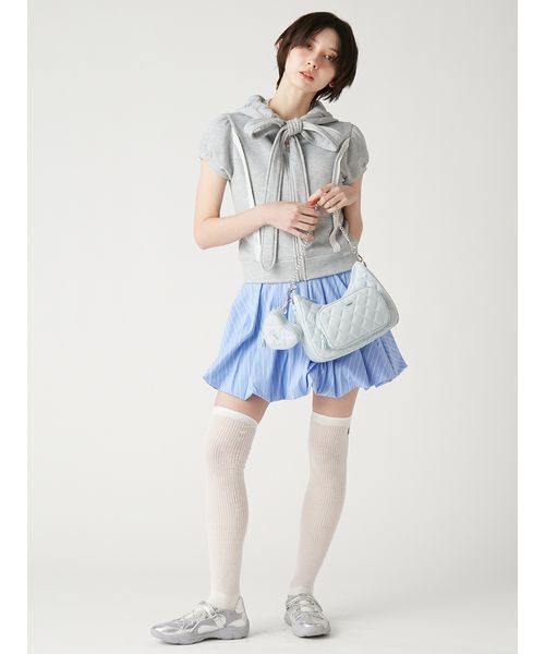 FURFUR(ファーファー)の「【WEB・一部店舗限定カラー】ハーフスリーブボウタイフーディ(パーカー・レディース・ネイビー/クリーム/ピンク/グレー・F)」の15枚目の写真
