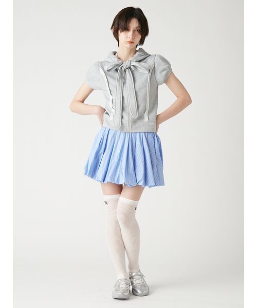 FURFUR(ファーファー)の「【WEB・一部店舗限定カラー】ハーフスリーブボウタイフーディ(パーカー・レディース・ネイビー/クリーム/ピンク/グレー・F)」の16枚目の写真