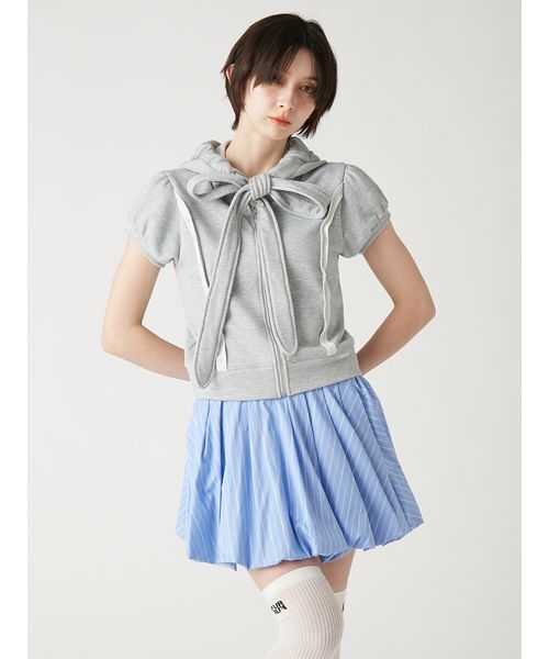 FURFUR(ファーファー)の「【WEB・一部店舗限定カラー】ハーフスリーブボウタイフーディ(パーカー・レディース・ネイビー/クリーム/ピンク/グレー・F)」の18枚目の写真