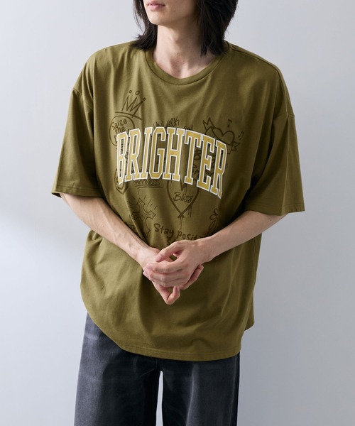 NAVY(ネイビー)の「NAVY レイヤーカレッジTシャツ(Tシャツ/カットソー・メンズ・ホワイト/チャコール/カーキ系・M/L/XL)」の3枚目の写真