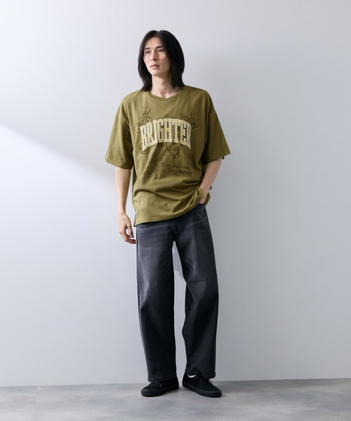 NAVY(ネイビー)の「NAVY レイヤーカレッジTシャツ(Tシャツ/カットソー・メンズ・ホワイト/チャコール/カーキ系・M/L/XL)」の5枚目の写真