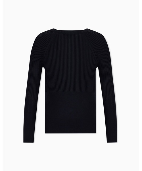 ARMANI EXCHANGE（アルマーニエクスチェンジ）の「【A|X アルマーニ エクスチェンジ】エンブロイダリーロゴ リブニットカーディガン（カーディガン/ボレロ・レディース・ブラック・X-SMALL/X-LARGE/SMALL/MEDIUM/LARGE）」の4枚目の写真