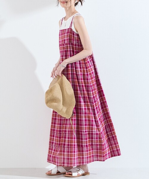 フレブル服　ハンドメイド バルーンキャミタンク　マドラスチェック　hima セール】SHIPS Colors:〈手洗い可能〉マドラスチェック キャミ
