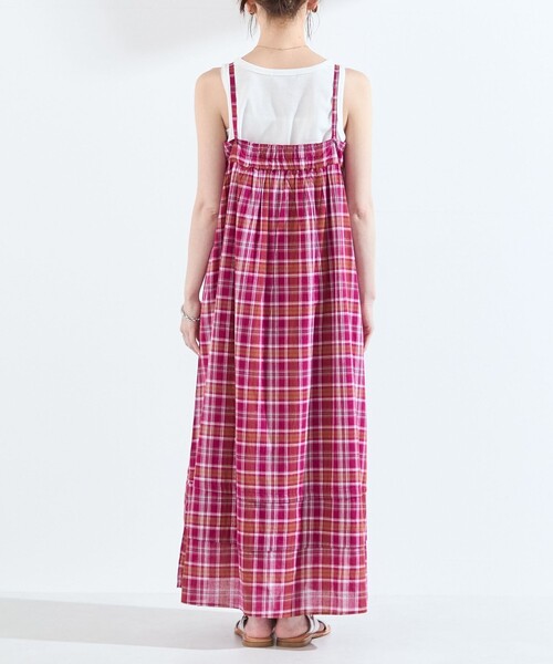 SHIPS Colors（シップス カラーズ）の「SHIPS Colors:〈手洗い可能〉マドラスチェック キャミ ワンピース◇（ワンピース・レディース・ピンク/ブラウン・ONE SIZE）」の10枚目の写真