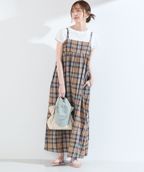 SHIPS Colors（シップス カラーズ）の「SHIPS Colors:〈手洗い可能〉マドラスチェック キャミ ワンピース◇（ワンピース・レディース・ピンク/ブラウン・ONE SIZE）」の17枚目の写真