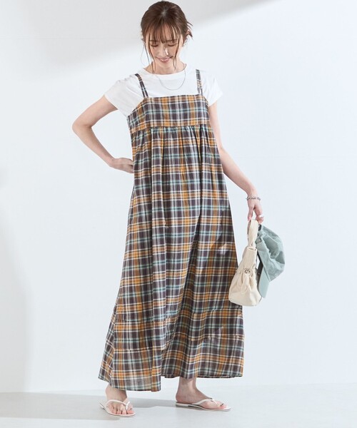 SHIPS Colors（シップス カラーズ）の「SHIPS Colors:〈手洗い可能〉マドラスチェック キャミ ワンピース◇（ワンピース・レディース・ピンク/ブラウン・ONE SIZE）」の19枚目の写真