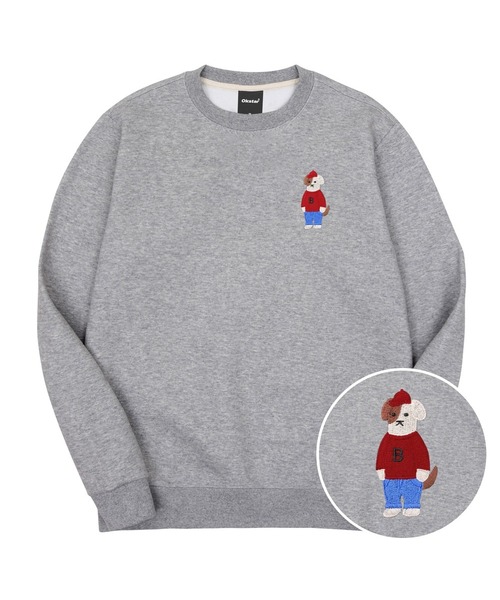 OKSTAR(オクスター)の「ミニミ 強烈なブロドッグ刺繍 裏起毛 オーバーサイズ スウェット(スウェット・レディース・グレー・SMALL)」の1枚目の写真