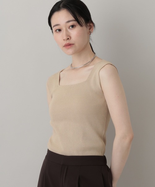 A part by(アパートバイ)の「リブニットタンク(ニット/セーター・レディース・グリーン系その他3/ベージュ/ブラック/ライトグレー・FREE)」の3枚目の写真