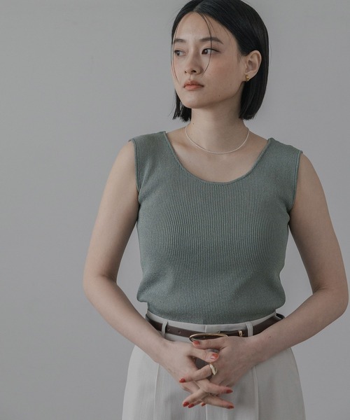 A part by(アパートバイ)の「リブニットタンク(ニット/セーター・レディース・グリーン系その他3/ベージュ/ブラック/ライトグレー・FREE)」の4枚目の写真
