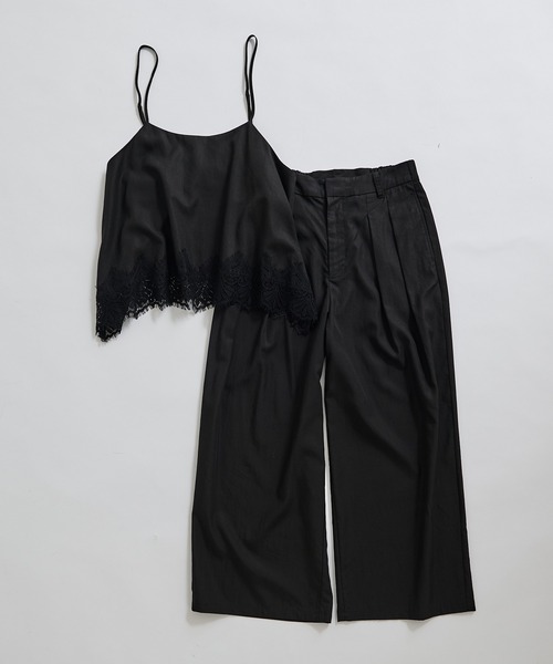 PUAL CE CIN（ピュアルセシン）の「【2点セット】レースヘムキャミソール+スラックスパンツセット（その他パンツ・レディース・ベージュ/グレー/ブラック・FREE）」の10枚目の写真