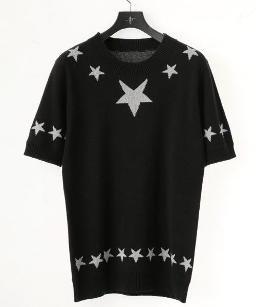 NO ID.（ノーアイディ）の「mn1144-CﾆｯﾄﾍﾟﾝﾀｸﾞﾗﾑJQ半袖ﾌﾟﾙｵｰﾊﾞｰ（ニット/セーター・メンズ・アイボリー/ブラック・2/1）」の3枚目の写真