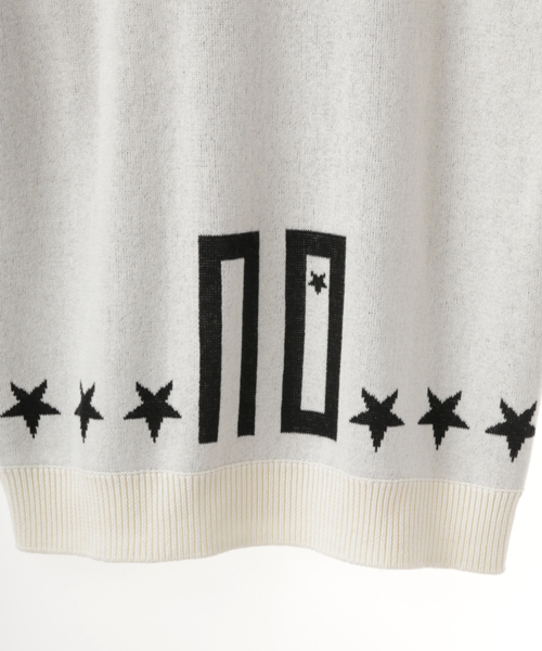 NO ID.（ノーアイディ）の「mn1144-CﾆｯﾄﾍﾟﾝﾀｸﾞﾗﾑJQ半袖ﾌﾟﾙｵｰﾊﾞｰ（ニット/セーター・メンズ・アイボリー/ブラック・2/1）」の6枚目の写真
