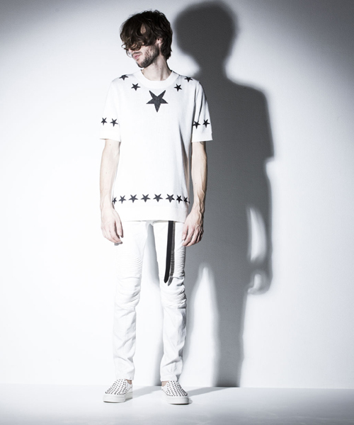 NO ID.（ノーアイディ）の「mn1144-CﾆｯﾄﾍﾟﾝﾀｸﾞﾗﾑJQ半袖ﾌﾟﾙｵｰﾊﾞｰ（ニット/セーター・メンズ・アイボリー/ブラック・2/1）」の11枚目の写真