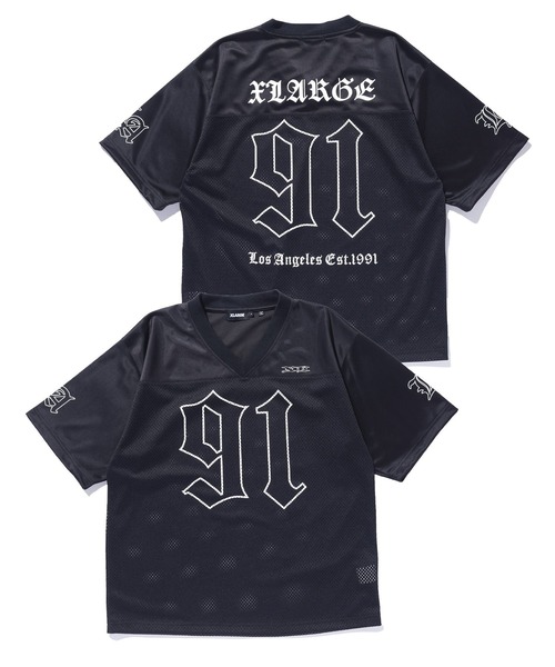 XLARGE(エクストララージ)の「OLD ENGLISH FOOTBALL JERSEY(Tシャツ/カットソー・メンズ・グレー/ブラック/ブルー・M/S/XL/L)」の4枚目の写真