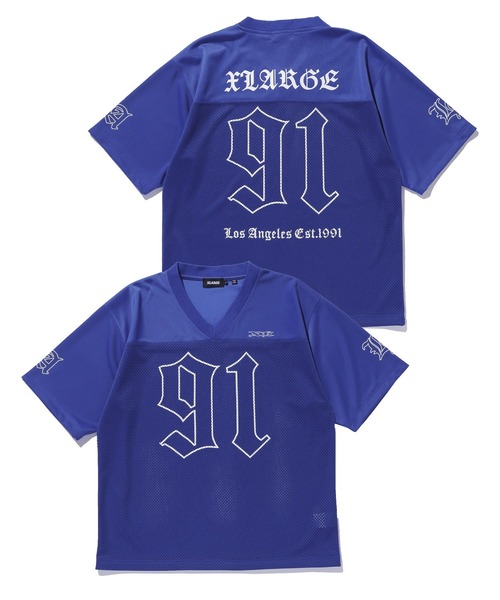 XLARGE(エクストララージ)の「OLD ENGLISH FOOTBALL JERSEY(Tシャツ/カットソー・メンズ・グレー/ブラック/ブルー・M/S/XL/L)」の5枚目の写真