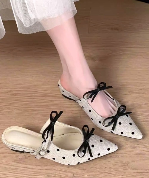 mebole(メボレ)の「ドットリボンミュールサンダル(サンダル・レディース・ブラック/アイボリー・SMALL/MEDIUM/LARGE)」の18枚目の写真