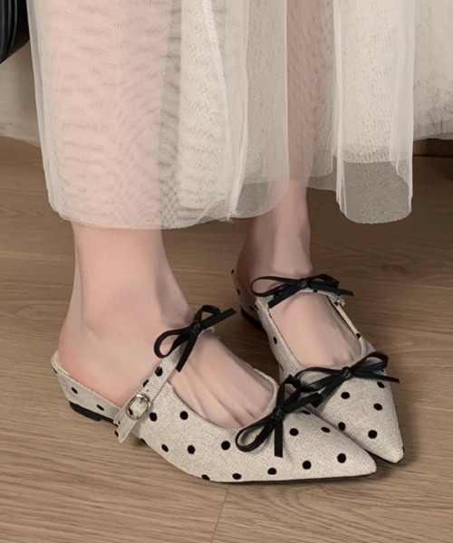 mebole(メボレ)の「ドットリボンミュールサンダル(サンダル・レディース・ブラック/アイボリー・SMALL/MEDIUM/LARGE)」の16枚目の写真