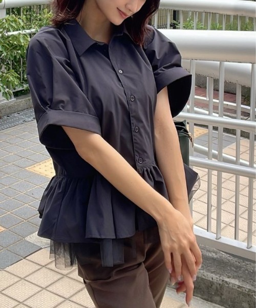 Human 2nd Occasion(ヒューマンセカンドオケージョン)の「チュール切替ペプラム半袖ブラウス(シャツ/ブラウス・レディース・チャコールグレー/オフホワイト・FREE)」の13枚目の写真