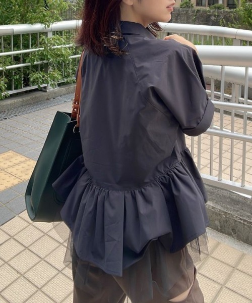 Human 2nd Occasion(ヒューマンセカンドオケージョン)の「チュール切替ペプラム半袖ブラウス(シャツ/ブラウス・レディース・チャコールグレー/オフホワイト・FREE)」の14枚目の写真