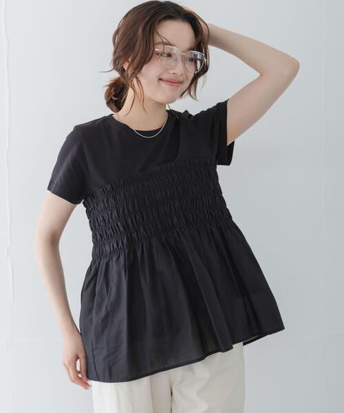 URBAN RESEARCH Sonny Label(アーバンリサーチサニーレーベル)の「シャーリングビスチェコンビプルオーバー(Tシャツ/カットソー・レディース・ベージュ系その他/ブラック系その他/ブラック・FREE)」の1枚目の写真