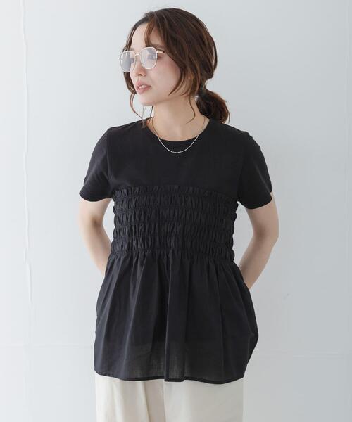 URBAN RESEARCH Sonny Label(アーバンリサーチサニーレーベル)の「シャーリングビスチェコンビプルオーバー(Tシャツ/カットソー・レディース・ベージュ系その他/ブラック系その他/ブラック・FREE)」の4枚目の写真