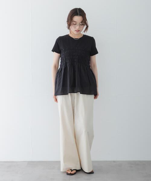 URBAN RESEARCH Sonny Label(アーバンリサーチサニーレーベル)の「シャーリングビスチェコンビプルオーバー(Tシャツ/カットソー・レディース・ベージュ系その他/ブラック系その他/ブラック・FREE)」の7枚目の写真