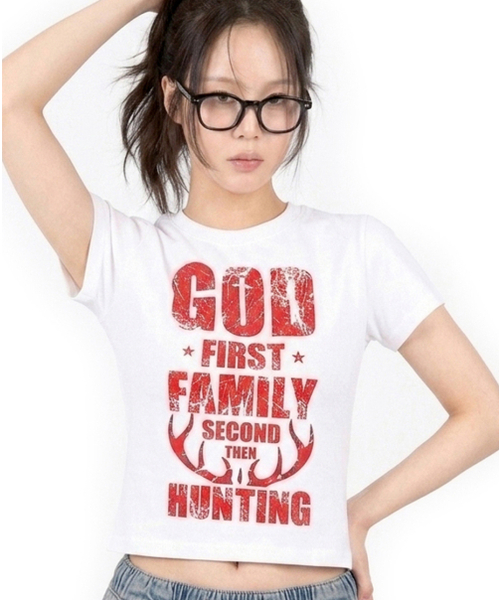 REBRENNER(リブレンナー)の「DTFファーストファミリークールコットンウィメンズクロップ半袖Tシャツブラック(Tシャツ/カットソー・レディース・ブラック・LARGE/MEDIUM/SMALL)」の5枚目の写真