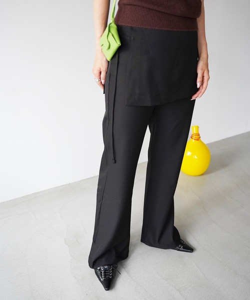 SANSeLF(サンセルフ)の「【SANSeLF】ラップレイヤードワイドパンツ saw26s096(その他パンツ・レディース・ブラック/ベージュ/カーキ・FREE)」の7枚目の写真