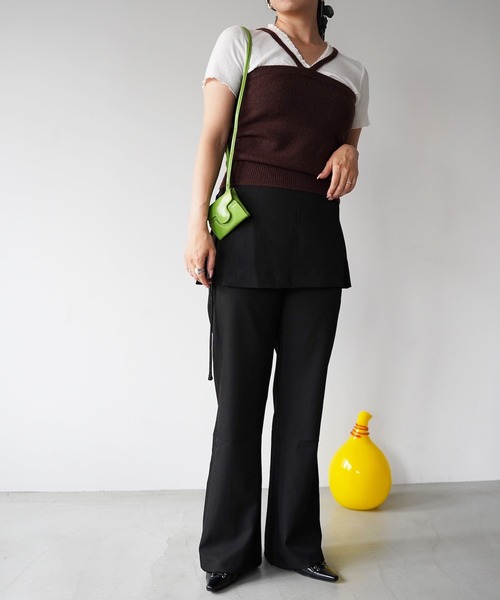 SANSeLF(サンセルフ)の「【SANSeLF】ラップレイヤードワイドパンツ saw26s096(その他パンツ・レディース・ブラック/ベージュ/カーキ・FREE)」の10枚目の写真
