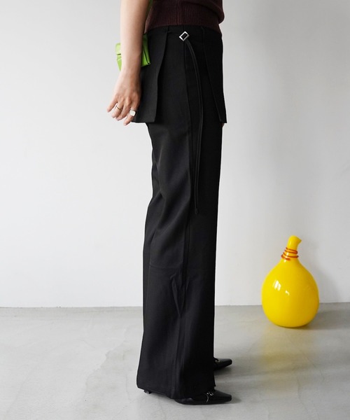 SANSeLF(サンセルフ)の「【SANSeLF】ラップレイヤードワイドパンツ saw26s096(その他パンツ・レディース・ブラック/ベージュ/カーキ・FREE)」の5枚目の写真