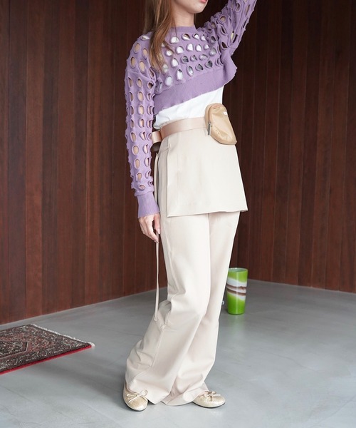 SANSeLF(サンセルフ)の「【SANSeLF】ラップレイヤードワイドパンツ saw26s096(その他パンツ・レディース・ブラック/ベージュ/カーキ・FREE)」の21枚目の写真