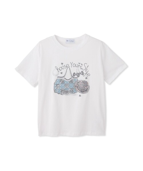 Jayro(ジャイロ)の「ラインストーンデザインTシャツ(Tシャツ/カットソー・レディース・ホワイト系その他2/ブラック系その他・FREE)」の1枚目の写真