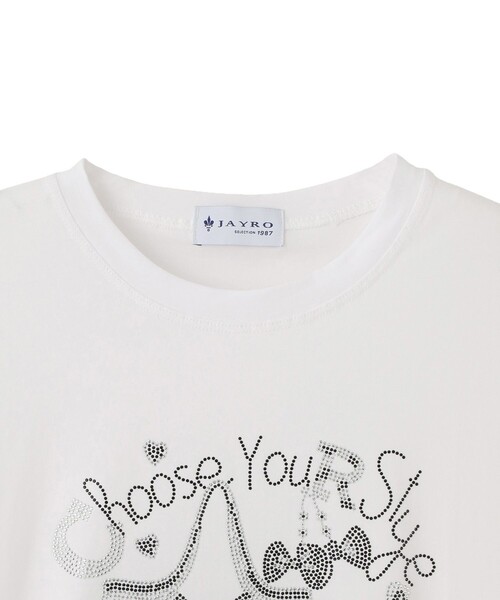 Jayro(ジャイロ)の「ラインストーンデザインTシャツ(Tシャツ/カットソー・レディース・ホワイト系その他2/ブラック系その他・FREE)」の3枚目の写真