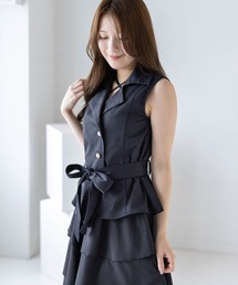 CLEAR BASIC | ウエストベルト付きジレ（セット可）［骨格ストレート／きれいめ／大人カジュアル／上品／モード］(シャツ/ブラウス)