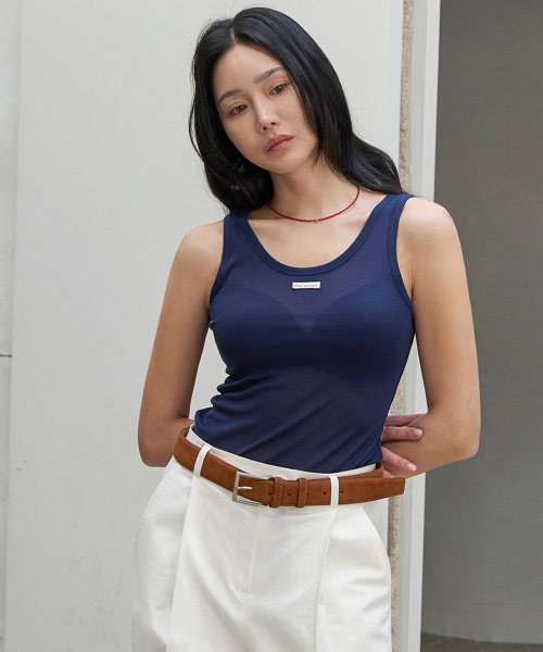 MORVE13(モルブ13)の「オールデイテンセルスリーブレス(ブラック)(Tシャツ/カットソー・レディース・アイボリー/ミント/ライトグレー/ブラック/レッド/バイオレット/ネイビー/バーガンディー・FREE)」の12枚目の写真
