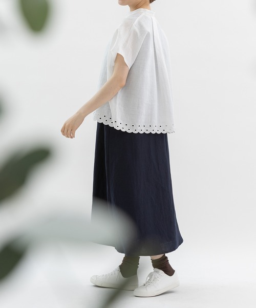 nop de nod(ノップドゥノッド)の「ラミー刺繍フレンチスリーブシャツ(シャツ/ブラウス・レディース・オフホワイト/ブラック・3)」の4枚目の写真
