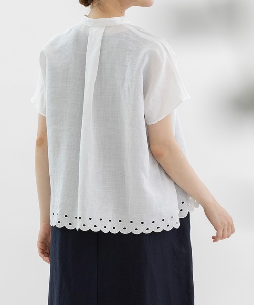 nop de nod(ノップドゥノッド)の「ラミー刺繍フレンチスリーブシャツ(シャツ/ブラウス・レディース・オフホワイト/ブラック・3)」の8枚目の写真