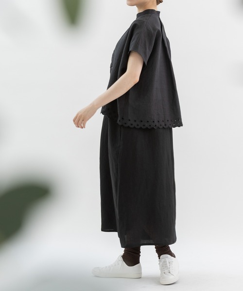 nop de nod(ノップドゥノッド)の「ラミー刺繍フレンチスリーブシャツ(シャツ/ブラウス・レディース・オフホワイト/ブラック・3)」の11枚目の写真