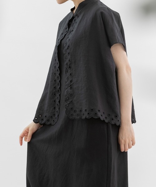 nop de nod(ノップドゥノッド)の「ラミー刺繍フレンチスリーブシャツ(シャツ/ブラウス・レディース・オフホワイト/ブラック・3)」の14枚目の写真