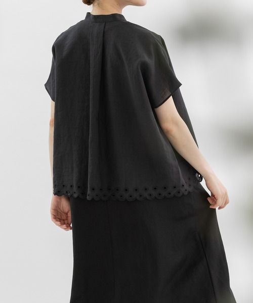 nop de nod(ノップドゥノッド)の「ラミー刺繍フレンチスリーブシャツ(シャツ/ブラウス・レディース・オフホワイト/ブラック・3)」の15枚目の写真
